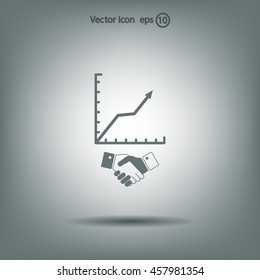 Business growth concept. Handshake with graph stock.