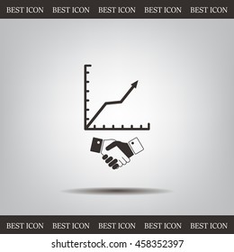 Business growth concept. Handshake with graph stock.