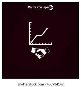 Business growth concept. Handshake with graph stock.