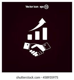 Business growth concept. Handshake with graph stock.