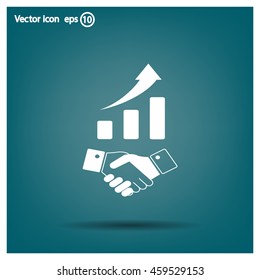 Business growth concept. Handshake with graph stock.