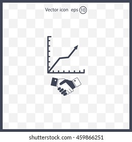 Business growth concept. Handshake with graph stock.