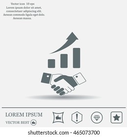 Business growth concept. Handshake with graph stock.
