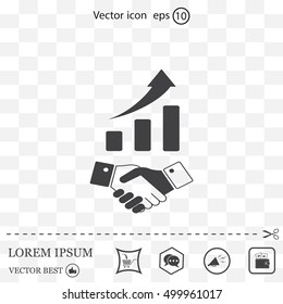 Business growth concept. Handshake with graph stock.