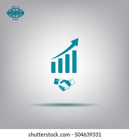 Business growth concept. Handshake with graph stock.