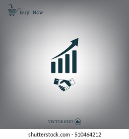 Business growth concept. Handshake with graph stock.