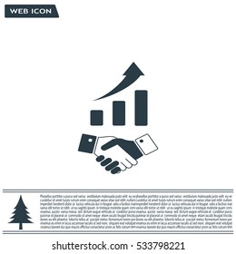 Business growth concept. Handshake with graph stock.