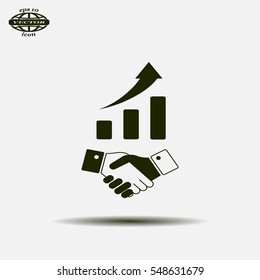 Business growth concept. Handshake with graph stock.