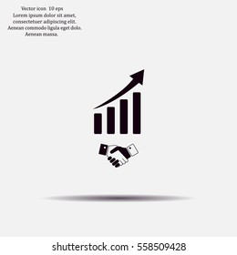 Business growth concept. Handshake with graph stock.