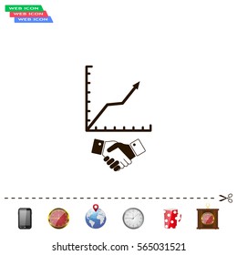 Business growth concept. Handshake with graph stock.