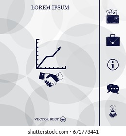 Business growth concept. Handshake with graph stock.