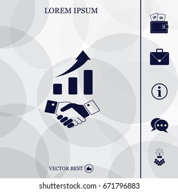 Business growth concept. Handshake with graph stock.