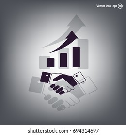 Business growth concept. Handshake with graph stock.