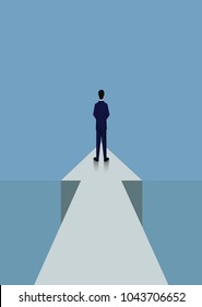 business growth concept with man walking towards arrow. Eps10 vector illustration