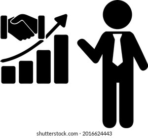 Business growth concept. Partnership vector. Increase graph handshake. Vector illustration EPS 10.