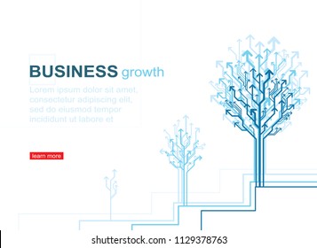 Business growth concept. Vector abstract background with growing tree made of arrows leading in different directions