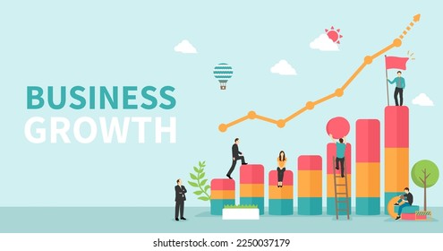 Crecimiento empresarial, modelo de desarrollo empresarial, ilustración vectorial