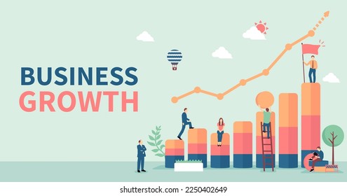 Business growth , business development motif vector banner  illustration