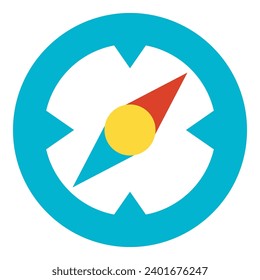 Business growth direction indicator tool. Magnetic compass tool, business process organization flat symbol. Simple flat color icon isolated on white background