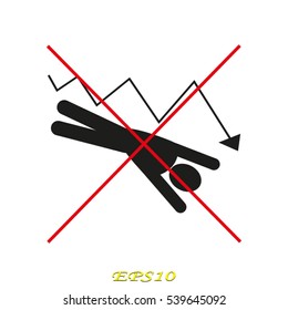 business growth, fall, man, icon, vector illustration EPS 10