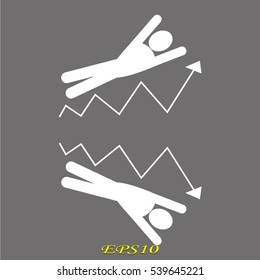 business growth, fall, man, icon, vector illustration EPS 10