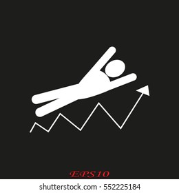 business growth, fall, man, icon, vector illustration eps10