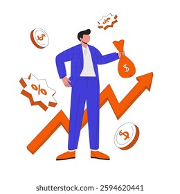 Business Growth and Financial Success Concept. Investment, Profit, and Economic Strategy Illustration