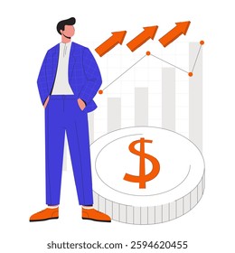 Business Growth and Financial Success Concept. Investment, Profit, and Economic Strategy Illustration