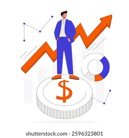 Business Growth and Financial Success Concept. Investment, Profit, and Economic Strategy Illustration