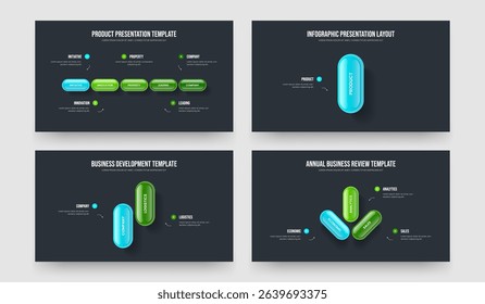 Business Growth Five One Two Three Option Diagram Slide Template Vector Illustration Set. Product Development 5 1 2 3 Step Infographic Presentation Design Bundle.
