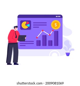 Business growth flat illustration editable vector design 