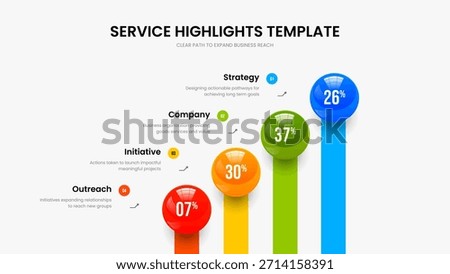 Business Growth Frame Template Vector Illustration. Medical Visualization Four Element Diagram Slideshow Design. Minimal Planning 4 Step Infographic Presentation Layout.