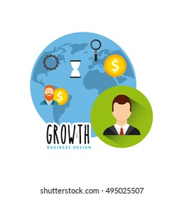 Business growth funds flat icons vector illustration design