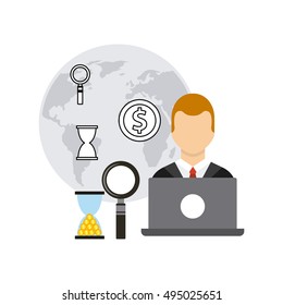 Business growth funds flat icons vector illustration design