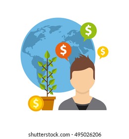 Business growth funds flat icons vector illustration design