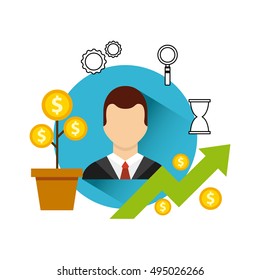 Business growth funds flat icons vector illustration design
