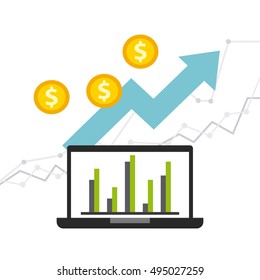 Business growth funds flat icons vector illustration design