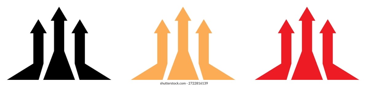 Vector de flecha de gráfico de crecimiento empresarial. Estrategia dirigida al éxito símbolo de aumento de ganancias.