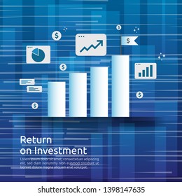 Business growth graph and arrows chart increase to success. Return on investment ROI or increase profit concept. Finance stretching rising up. Financial analysis for marketing strategy banner