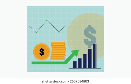 Business growth graph concept design vector illustration
