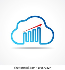 business growth graph design with cloud design concept vector