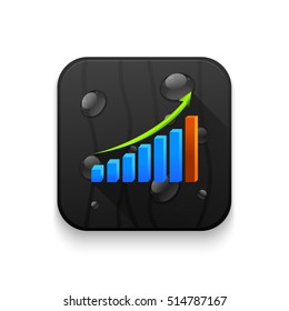 business growth graph With long shadow over app button