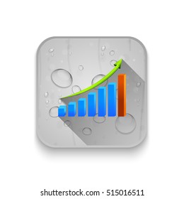 business growth graph With long shadow over app button