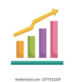 Business growth graph vector illustration, colorful graph clip art, growing bar graph clipart image, bar chart icon