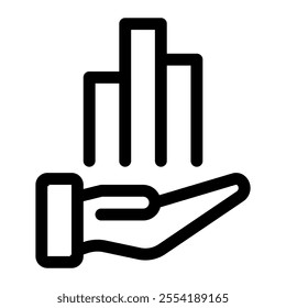 Business growth hand icon with simple and line style