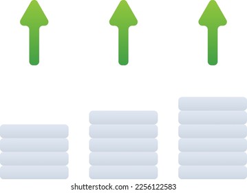 Business Growth business icon with green duotone style. Arrow, progress, increase, finance, chart, graph, up. Vector illustration