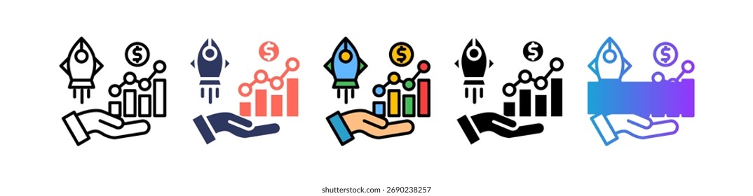 Ícone de crescimento empresarial Ilustração de vetor múltiplo