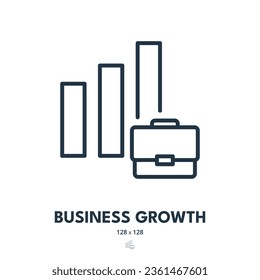 Business Growth Icon. Progress, Increase, Chart. Editable Stroke. Simple Vector Icon