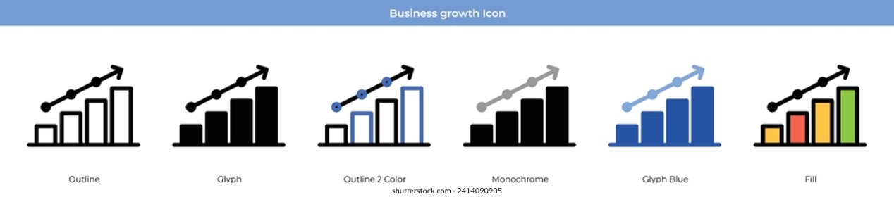 Business growth Icon Set Vector Design