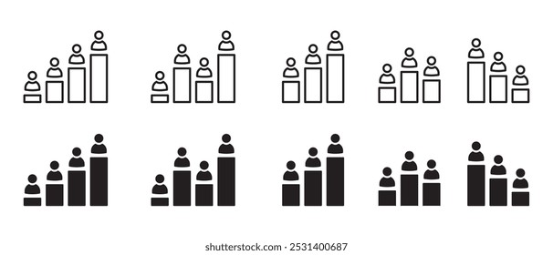 Business growth icon set, winning ranking. excellence, business target icon, teamwork ranking, work improvement, analytics, work target, efficiency, business icon, vector icon transparent background.